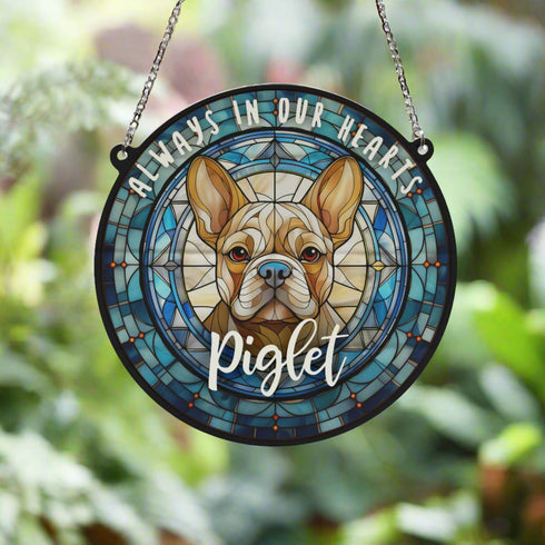French Bulldog Tan Memorial Stained Glass Effect Suncatcher